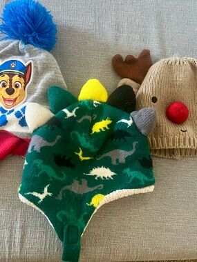 (3) baby/infant winter hats. One Size Fits Most